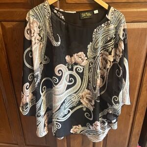 Womens sz 2X  BOB MACKIE‎ WEARABLE ART Shear Kaftan Tunic Style